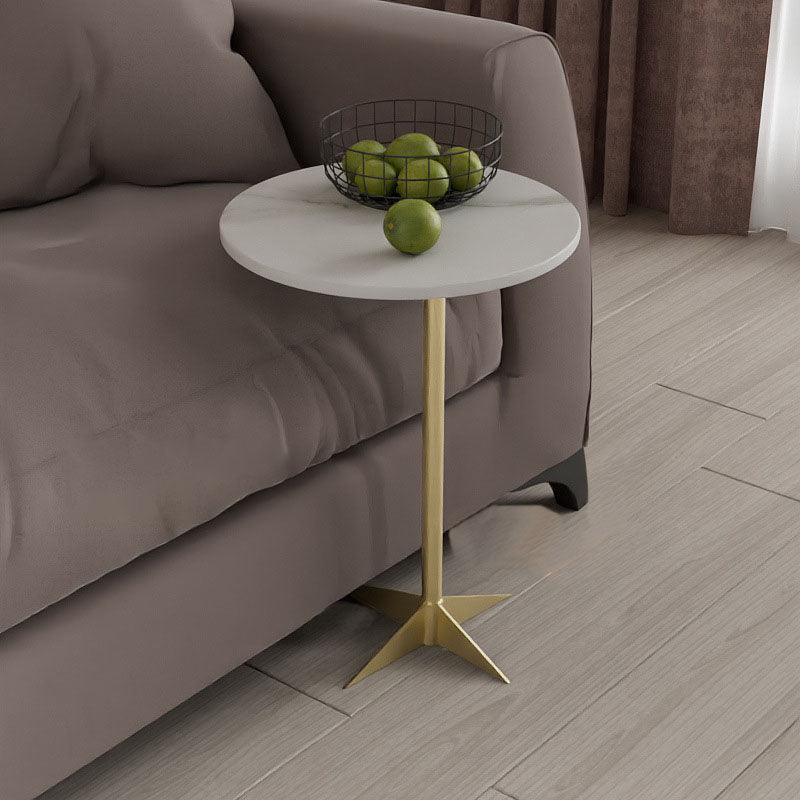 Modern Round Slate Side End Table Metal Pedestal Sofa Side Table Clearhalo 'Coffee & Accent Tables' 'End & Side Tables' 'end_side_tables' 'furn' 'furn_end_side_tables' 'Furniture' 'Living Room Furniture' 6435074