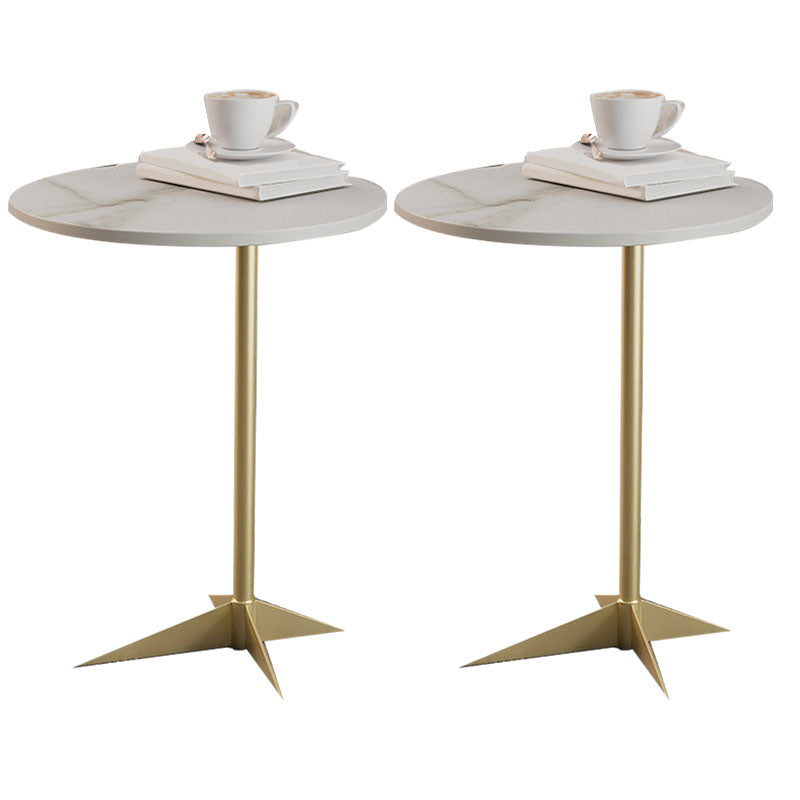 Modern Round Slate Side End Table Metal Pedestal Sofa Side Table Gold White 2 Clearhalo 'Coffee & Accent Tables' 'End & Side Tables' 'end_side_tables' 'furn' 'furn_end_side_tables' 'Furniture' 'Living Room Furniture' 6435076