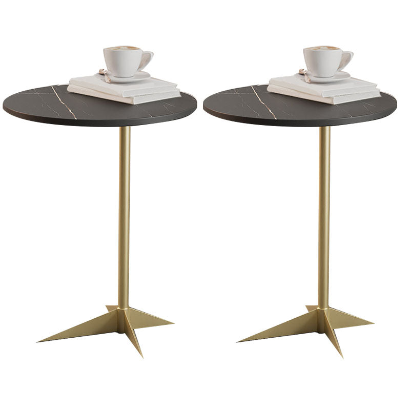 Modern Round Slate Side End Table Metal Pedestal Sofa Side Table Gold Black 2 Clearhalo 'Coffee & Accent Tables' 'End & Side Tables' 'end_side_tables' 'furn' 'furn_end_side_tables' 'Furniture' 'Living Room Furniture' 6435078