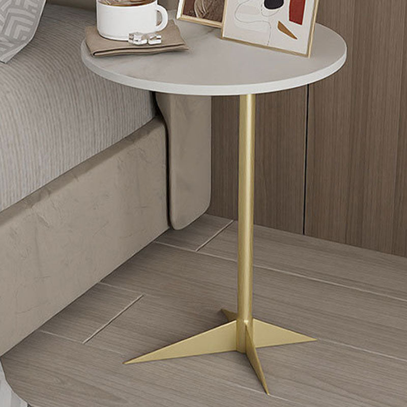 Modern Round Slate Side End Table Metal Pedestal Sofa Side Table Clearhalo 'Coffee & Accent Tables' 'End & Side Tables' 'end_side_tables' 'furn' 'furn_end_side_tables' 'Furniture' 'Living Room Furniture' 6435083