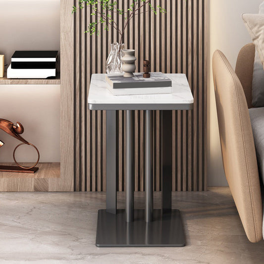 Contemporary Black Slate Top End Table 21.65" Tall C-shape Side Table Clearhalo 'Coffee & Accent Tables' 'End & Side Tables' 'end_side_tables' 'furn' 'furn_end_side_tables' 'Furniture' 'Living Room Furniture' 6435093