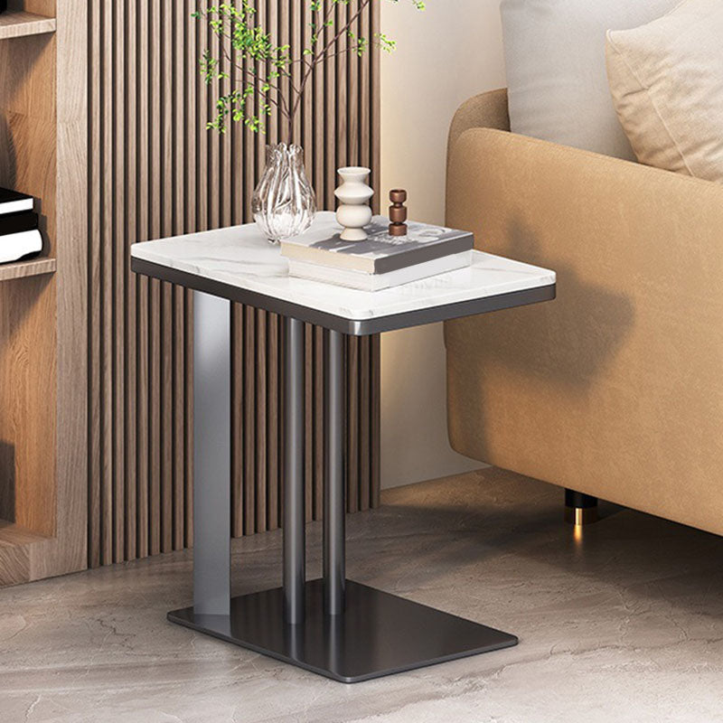 Contemporary Black Slate Top End Table 21.65" Tall C-shape Side Table Clearhalo 'Coffee & Accent Tables' 'End & Side Tables' 'end_side_tables' 'furn' 'furn_end_side_tables' 'Furniture' 'Living Room Furniture' 6435104