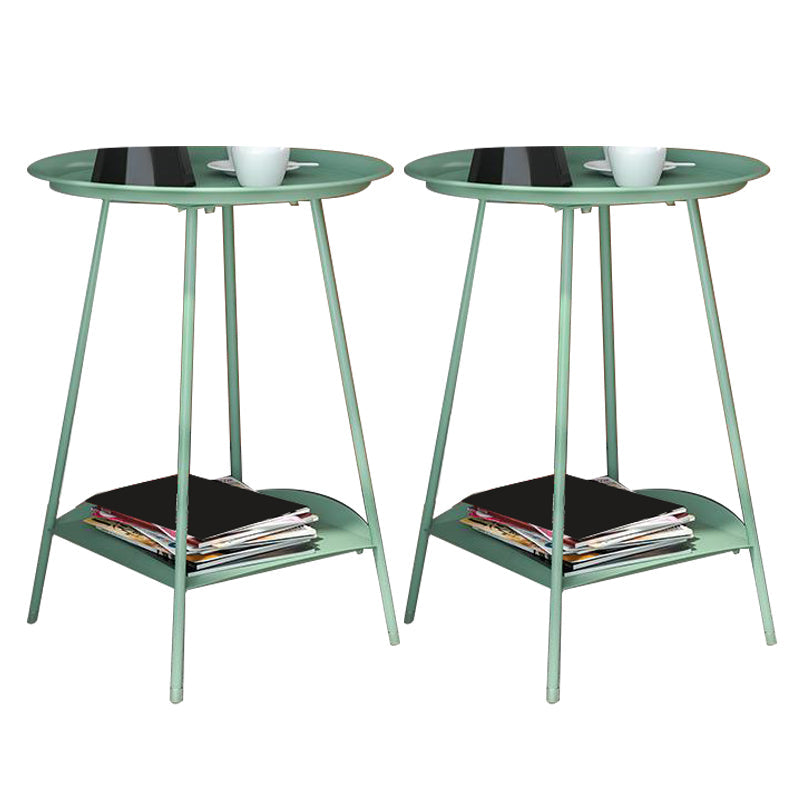 棚付きダブルティアリビングルームエンドテーブルを備えたミッドセンチュリーメタル4脚