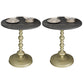 Modern Slate Round Side End Table Metal Pedestal Sofa Side Table