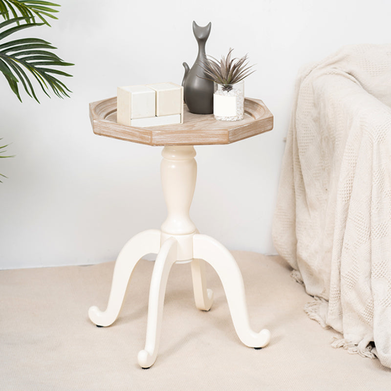 素朴な無垢材4脚丸/幾何学的な苦しめられたリビングルームエンドテーブル