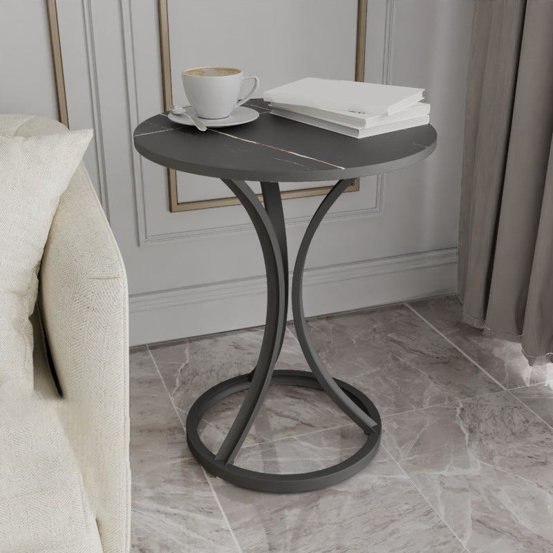 モダンスレートラウンドサイドエンドテーブルフレームベースタイプソファテーブル