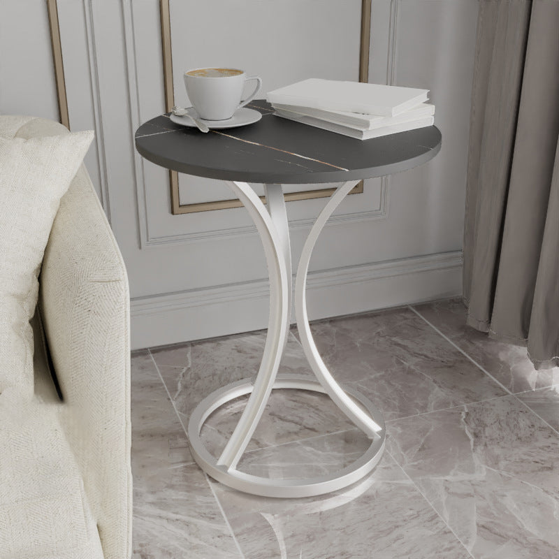 モダンスレートラウンドサイドエンドテーブルフレームベースタイプソファテーブル