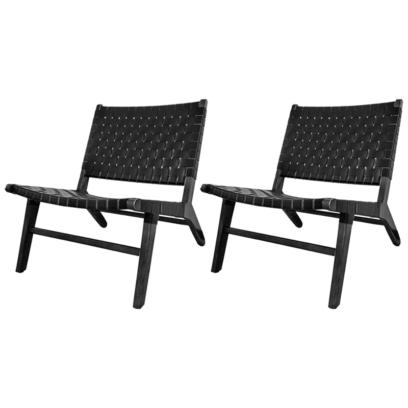 Leather Woven Back Chair Basic Four Leg Lounge Chair for Living Room Leather 2 Piece Set Black Clearhalo 'Accent Chairs' 'accent_chairs' 'Chairs & Seating' 'furn' 'furn_accent_chairs' 'Furniture' 'Living Room Furniture' 6435338