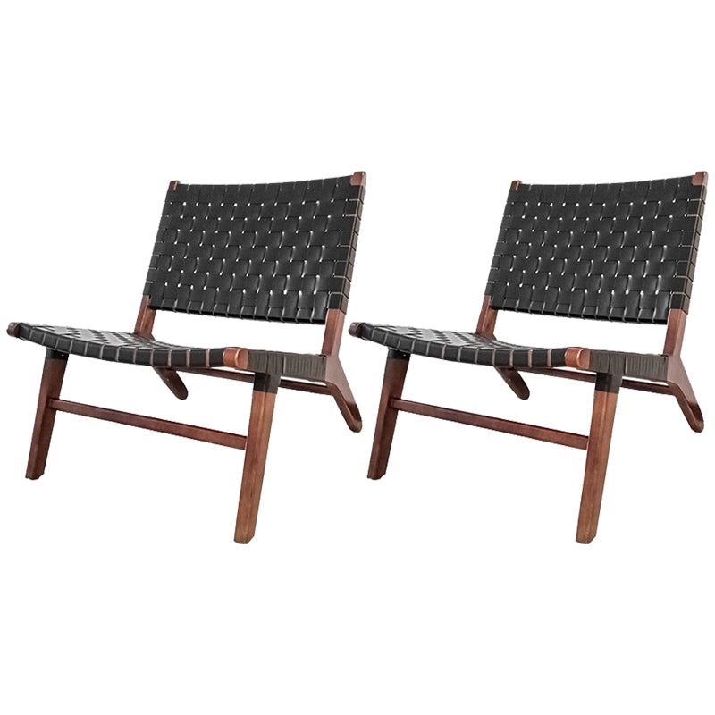 Leather Woven Back Chair Basic Four Leg Lounge Chair for Living Room Leather 2 Piece Set Brown Clearhalo 'Accent Chairs' 'accent_chairs' 'Chairs & Seating' 'furn' 'furn_accent_chairs' 'Furniture' 'Living Room Furniture' 6435339
