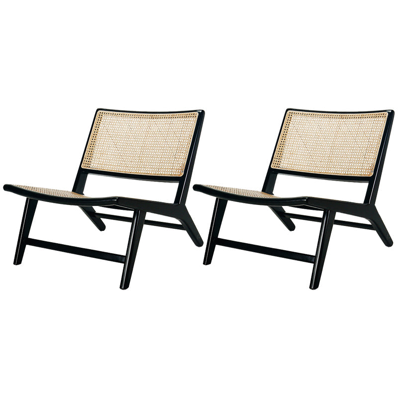 Leather Woven Back Chair Basic Four Leg Lounge Chair for Living Room Wicker Rattan 2 Piece Set Black Clearhalo 'Accent Chairs' 'accent_chairs' 'Chairs & Seating' 'furn' 'furn_accent_chairs' 'Furniture' 'Living Room Furniture' 6435344