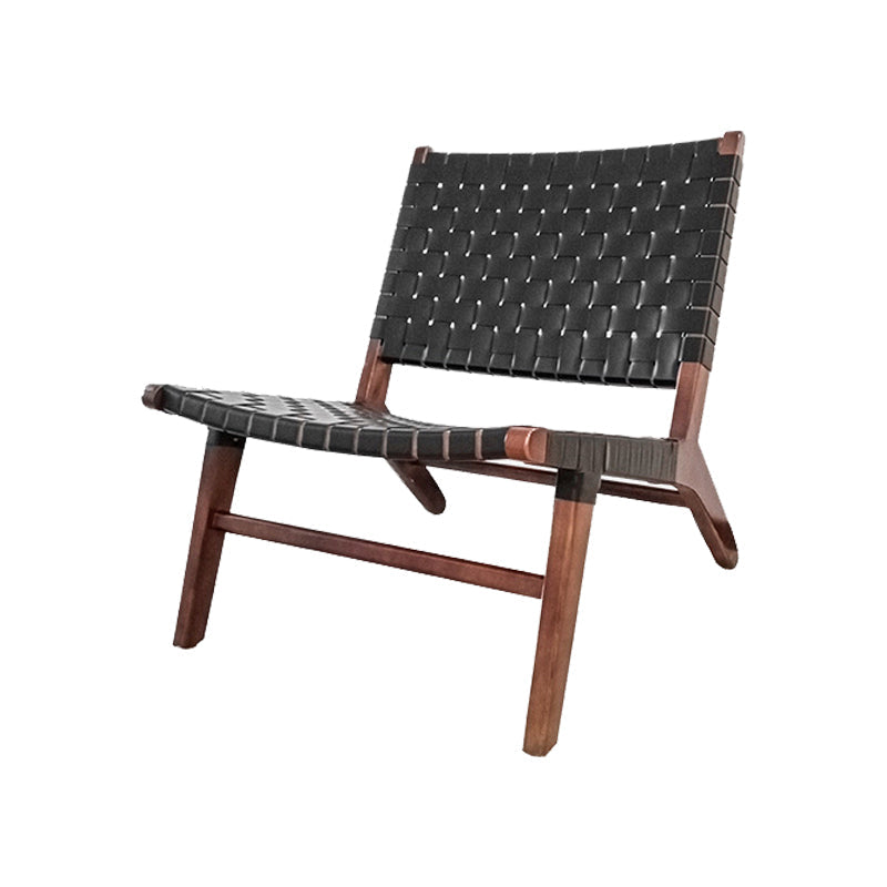 Leather Woven Back Chair Basic Four Leg Lounge Chair for Living Room Leather 1 Piece Brown Clearhalo 'Accent Chairs' 'accent_chairs' 'Chairs & Seating' 'furn' 'furn_accent_chairs' 'Furniture' 'Living Room Furniture' 6435354