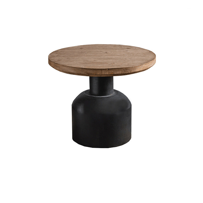 Solid Wood End Slide Table with Ironcraft Pedestal End Table 23.6"L x 23.6"W x 20"H 1 Clearhalo 'Coffee & Accent Tables' 'End & Side Tables' 'end_side_tables' 'furn' 'furn_end_side_tables' 'Furniture' 'Living Room Furniture' 6435375