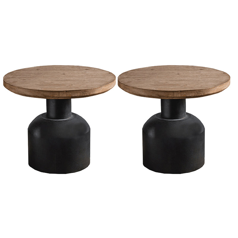 Solid Wood End Slide Table with Ironcraft Pedestal End Table 23.6"L x 23.6"W x 20"H 2 Clearhalo 'Coffee & Accent Tables' 'End & Side Tables' 'end_side_tables' 'furn' 'furn_end_side_tables' 'Furniture' 'Living Room Furniture' 6435376