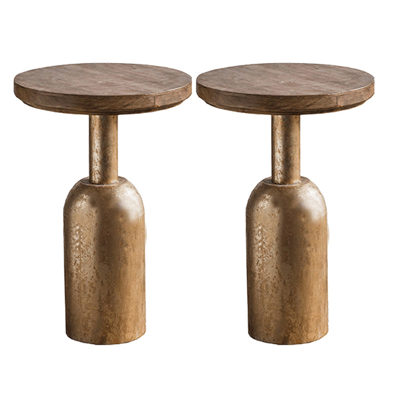 Solid Wood End Slide Table with Ironcraft Pedestal End Table 16"L x 16"W x 25.5"H 2 Clearhalo 'Coffee & Accent Tables' 'End & Side Tables' 'end_side_tables' 'furn' 'furn_end_side_tables' 'Furniture' 'Living Room Furniture' 6435378