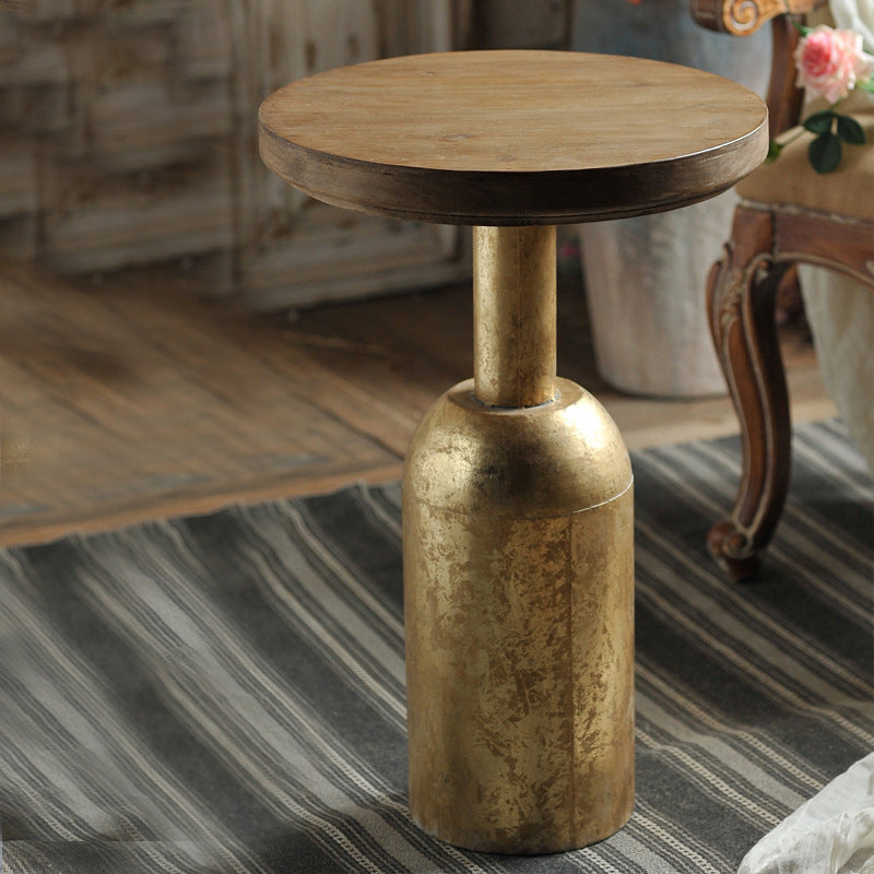 Solid Wood End Slide Table with Ironcraft Pedestal End Table Clearhalo 'Coffee & Accent Tables' 'End & Side Tables' 'end_side_tables' 'furn' 'furn_end_side_tables' 'Furniture' 'Living Room Furniture' 6435379