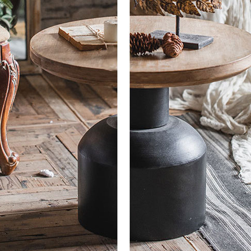 Solid Wood End Slide Table with Ironcraft Pedestal End Table Clearhalo 'Coffee & Accent Tables' 'End & Side Tables' 'end_side_tables' 'furn' 'furn_end_side_tables' 'Furniture' 'Living Room Furniture' 6435383