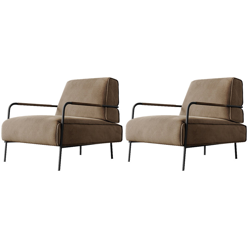 Cushion Back Vanity Armchair Basic Four Leg Chair with Cushion Khaki Flannel 2 Piece Set Clearhalo 'Accent Chairs' 'accent_chairs' 'Chairs & Seating' 'furn' 'furn_accent_chairs' 'Furniture' 'Living Room Furniture' 6435391