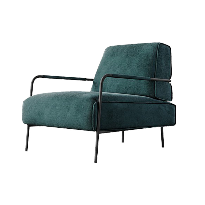Cushion Back Vanity Armchair Basic Four Leg Chair with Cushion Blackish Green Flannel 1 Piece Clearhalo 'Accent Chairs' 'accent_chairs' 'Chairs & Seating' 'furn' 'furn_accent_chairs' 'Furniture' 'Living Room Furniture' 6435398