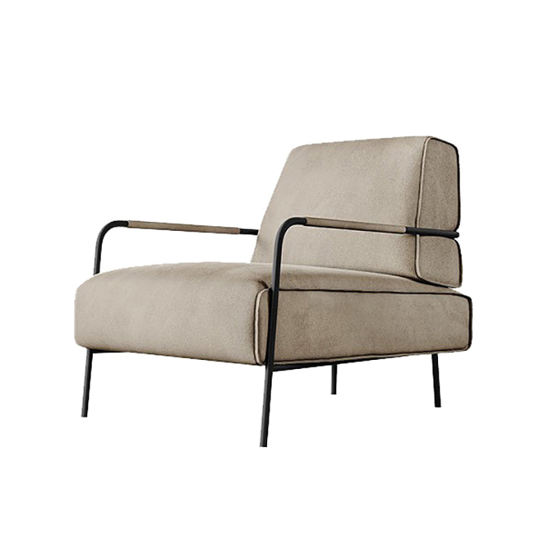 Cushion Back Vanity Armchair Basic Four Leg Chair with Cushion Off-White Flannel 1 Piece Clearhalo 'Accent Chairs' 'accent_chairs' 'Chairs & Seating' 'furn' 'furn_accent_chairs' 'Furniture' 'Living Room Furniture' 6435402