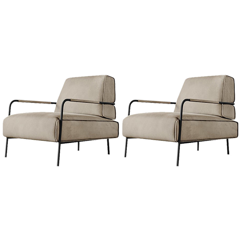 Cushion Back Vanity Armchair Basic Four Leg Chair with Cushion Off-White Flannel 2 Piece Set Clearhalo 'Accent Chairs' 'accent_chairs' 'Chairs & Seating' 'furn' 'furn_accent_chairs' 'Furniture' 'Living Room Furniture' 6435403