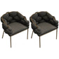 Sloped Arms Vanity Armchair Basic Four Leg Chair with Cushion Flannel Gray 2 Piece Set Clearhalo 'Accent Chairs' 'accent_chairs' 'Chairs & Seating' 'furn' 'furn_accent_chairs' 'Furniture' 'Living Room Furniture' 6435406
