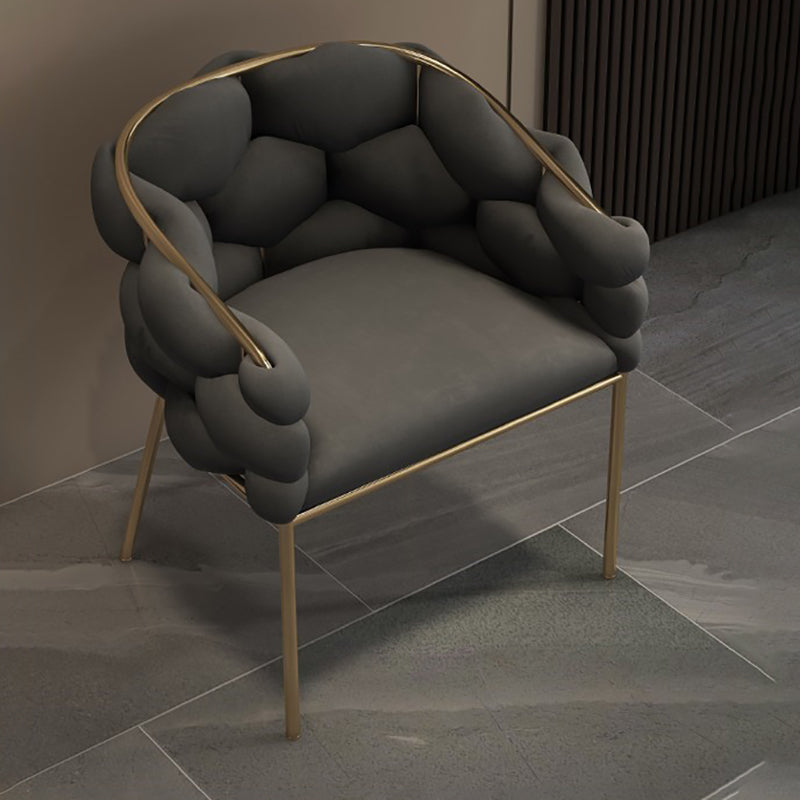 Sloped Arms Vanity Armchair Basic Four Leg Chair with Cushion Flannel Gray 1 Piece Clearhalo 'Accent Chairs' 'accent_chairs' 'Chairs & Seating' 'furn' 'furn_accent_chairs' 'Furniture' 'Living Room Furniture' 6435407