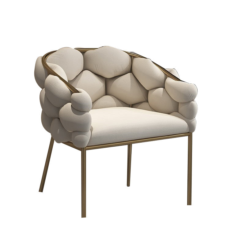 Sloped Arms Vanity Armchair Basic Four Leg Chair with Cushion Flannel Beige 1 Piece Clearhalo 'Accent Chairs' 'accent_chairs' 'Chairs & Seating' 'furn' 'furn_accent_chairs' 'Furniture' 'Living Room Furniture' 6435408