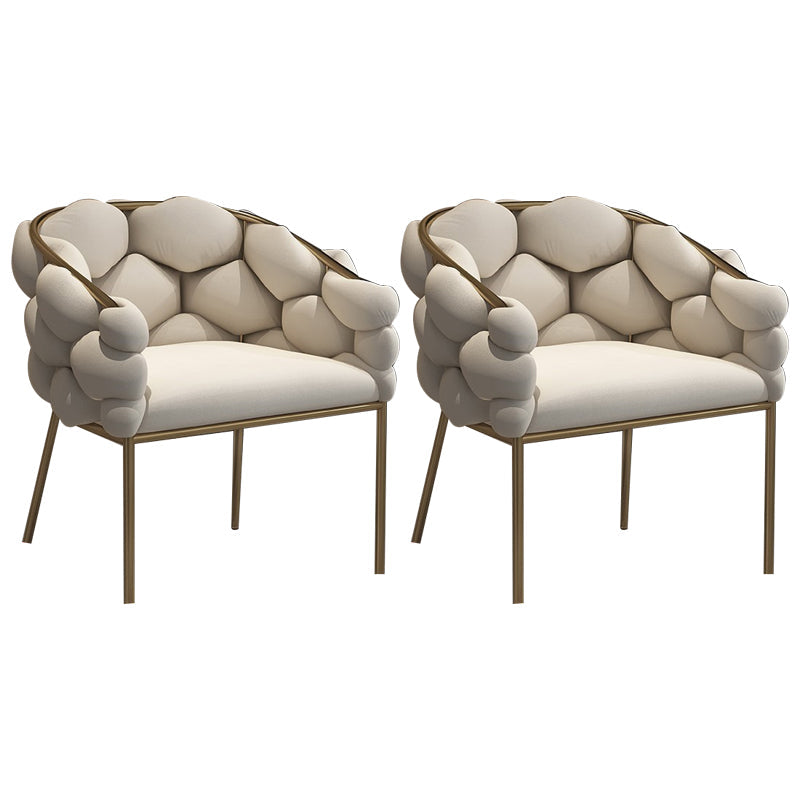 Sloped Arms Vanity Armchair Basic Four Leg Chair with Cushion Flannel Beige 2 Piece Set Clearhalo 'Accent Chairs' 'accent_chairs' 'Chairs & Seating' 'furn' 'furn_accent_chairs' 'Furniture' 'Living Room Furniture' 6435409