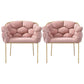 Sloped Arms Vanity Armchair Basic Four Leg Chair with Cushion Flannel Pink 2 Piece Set Clearhalo 'Accent Chairs' 'accent_chairs' 'Chairs & Seating' 'furn' 'furn_accent_chairs' 'Furniture' 'Living Room Furniture' 6435412