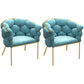 Sloped Arms Vanity Armchair Basic Four Leg Chair with Cushion Flannel Blue 2 Piece Set Clearhalo 'Accent Chairs' 'accent_chairs' 'Chairs & Seating' 'furn' 'furn_accent_chairs' 'Furniture' 'Living Room Furniture' 6435414