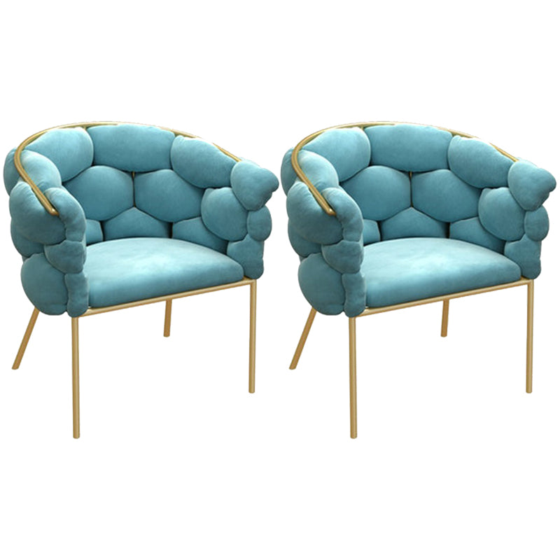Sloped Arms Vanity Armchair Basic Four Leg Chair with Cushion Flannel Blue 2 Piece Set Clearhalo 'Accent Chairs' 'accent_chairs' 'Chairs & Seating' 'furn' 'furn_accent_chairs' 'Furniture' 'Living Room Furniture' 6435414