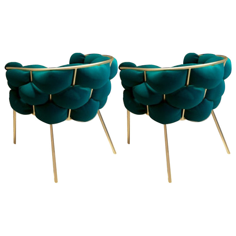 Sloped Arms Vanity Armchair Basic Four Leg Chair with Cushion Flannel Green 2 Piece Set Clearhalo 'Accent Chairs' 'accent_chairs' 'Chairs & Seating' 'furn' 'furn_accent_chairs' 'Furniture' 'Living Room Furniture' 6435415