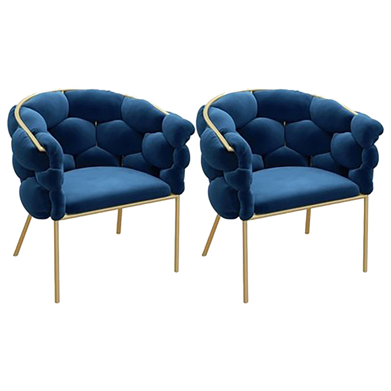 Sloped Arms Vanity Armchair Basic Four Leg Chair with Cushion Flannel Dark Blue 2 Piece Set Clearhalo 'Accent Chairs' 'accent_chairs' 'Chairs & Seating' 'furn' 'furn_accent_chairs' 'Furniture' 'Living Room Furniture' 6435417