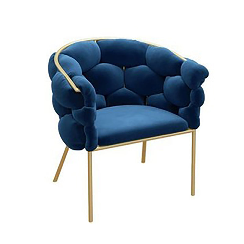 Sloped Arms Vanity Armchair Basic Four Leg Chair with Cushion Flannel Dark Blue 1 Piece Clearhalo 'Accent Chairs' 'accent_chairs' 'Chairs & Seating' 'furn' 'furn_accent_chairs' 'Furniture' 'Living Room Furniture' 6435420