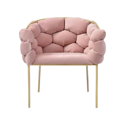 Sloped Arms Vanity Armchair Basic Four Leg Chair with Cushion Flannel Pink 1 Piece Clearhalo 'Accent Chairs' 'accent_chairs' 'Chairs & Seating' 'furn' 'furn_accent_chairs' 'Furniture' 'Living Room Furniture' 6435421