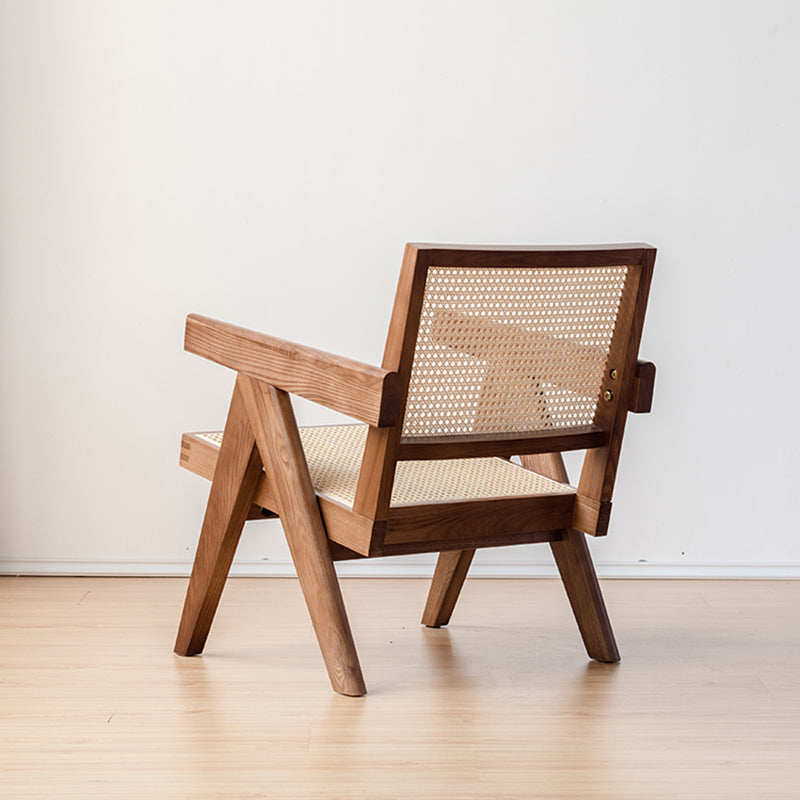 Woven Back Lounge Chair Basic Four Leg Solid Wood Chair with Cushion Clearhalo 'Accent Chairs' 'accent_chairs' 'Chairs & Seating' 'furn' 'furn_accent_chairs' 'Furniture' 'Living Room Furniture' 6435430