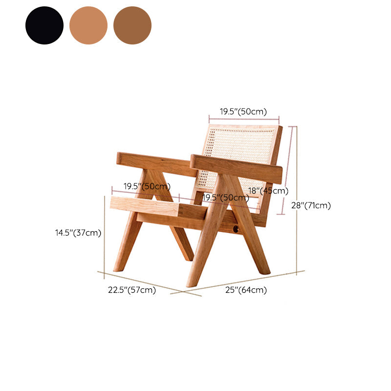 Woven Back Lounge Chair Basic Four Leg Solid Wood Chair with Cushion Clearhalo 'Accent Chairs' 'accent_chairs' 'Chairs & Seating' 'furn' 'furn_accent_chairs' 'Furniture' 'Living Room Furniture' 6435443