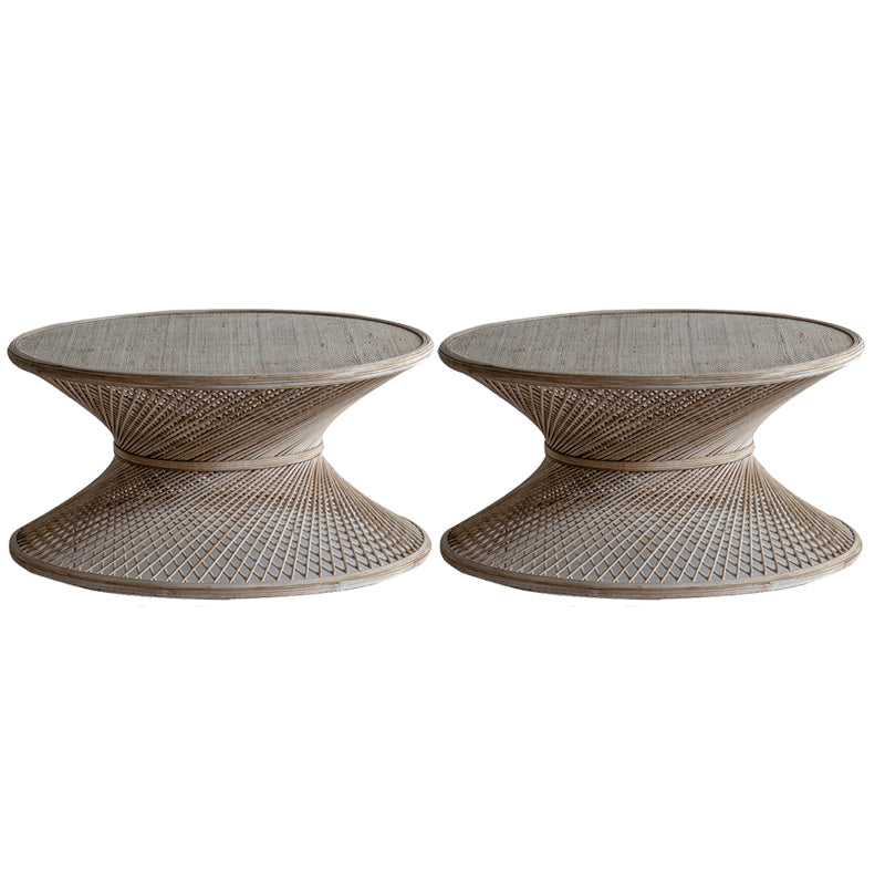 リビングルーム用の丸い熟成フレームベースを備えたフランスのカントリースタイルのサイドテーブル