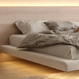 Light Beige Platform Bed Frame Wood and Upholstered Platform Bed with Metal Legs Clearhalo 'Bedroom Furniture' 'Beds' 'furn' 'furn_beds' 'Furniture' 6435523