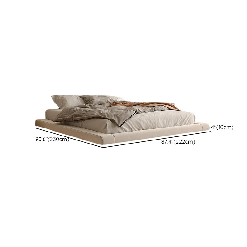 Light Beige Platform Bed Frame Wood and Upholstered Platform Bed with Metal Legs Clearhalo 'Bedroom Furniture' 'Beds' 'furn' 'furn_beds' 'Furniture' 6435526