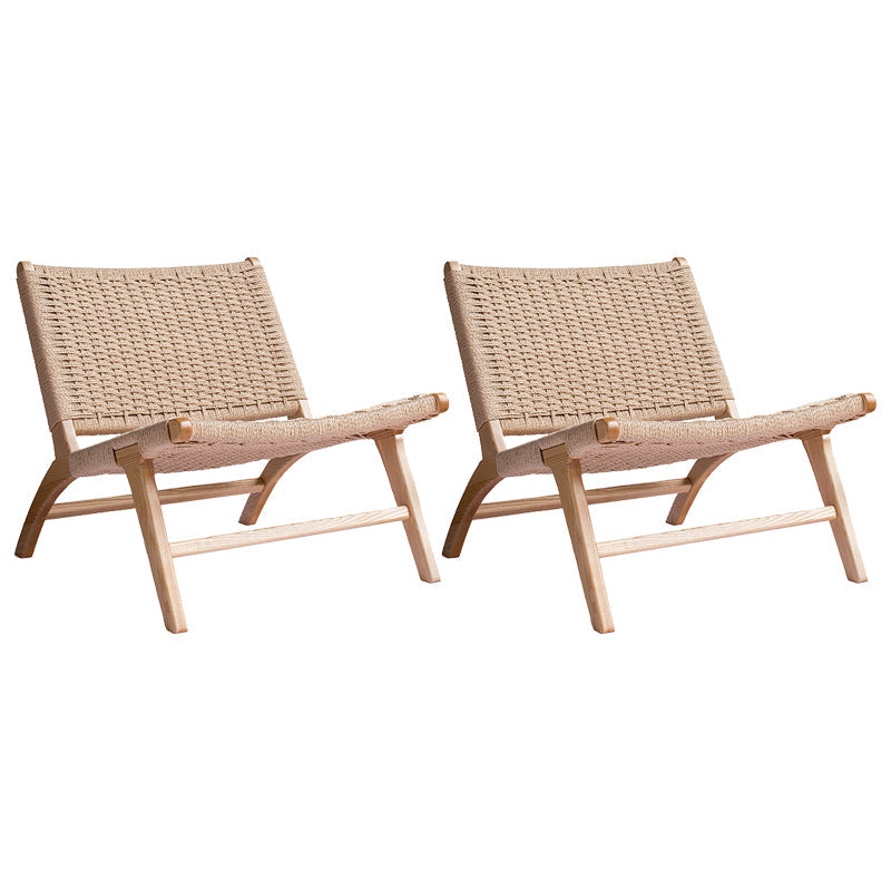 Woven Back Lounge Chair Basic Four Leg Solid Wood Chair for Living Room Wicker Rattan Natural 2 Piece Set Clearhalo 'Accent Chairs' 'accent_chairs' 'Chairs & Seating' 'furn' 'furn_accent_chairs' 'Furniture' 'Living Room Furniture' 6435542
