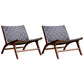 Woven Back Lounge Chair Basic Four Leg Solid Wood Chair for Living Room Genuine Leather Black 2 Piece Set Clearhalo 'Accent Chairs' 'accent_chairs' 'Chairs & Seating' 'furn' 'furn_accent_chairs' 'Furniture' 'Living Room Furniture' 6435544