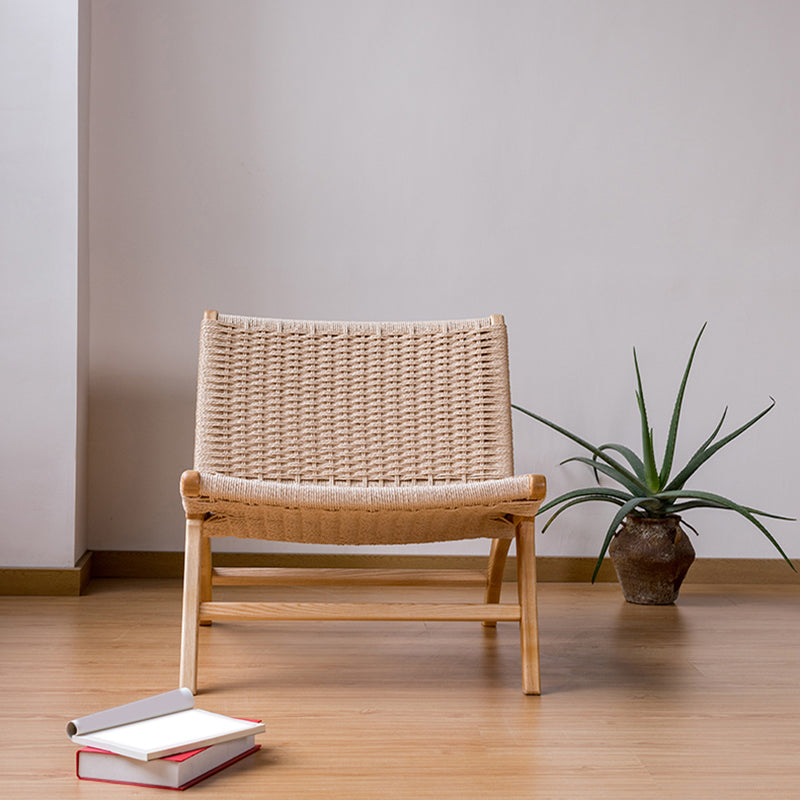 Woven Back Lounge Chair Basic Four Leg Solid Wood Chair for Living Room Clearhalo 'Accent Chairs' 'accent_chairs' 'Chairs & Seating' 'furn' 'furn_accent_chairs' 'Furniture' 'Living Room Furniture' 6435553