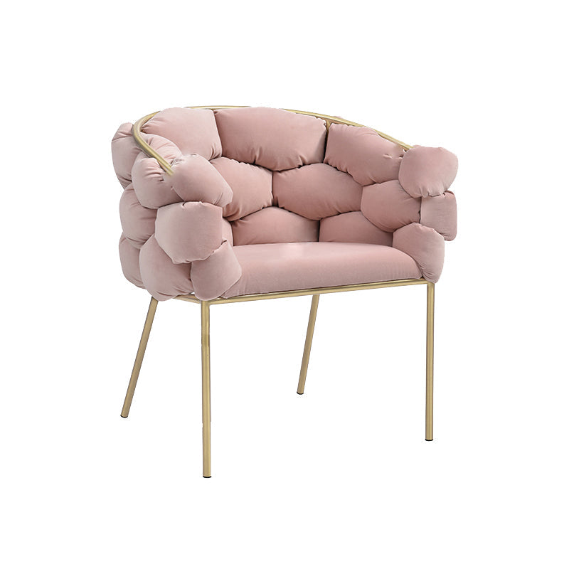 Sloped Arms Lounge Chair Basic Four Legs Chair for Living Room Flannel Pink 1 Piece Clearhalo 'Accent Chairs' 'accent_chairs' 'Chairs & Seating' 'furn' 'furn_accent_chairs' 'Furniture' 'Living Room Furniture' 6435584
