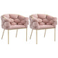 Sloped Arms Lounge Chair Basic Four Legs Chair for Living Room Flannel Pink 2 Piece Set Clearhalo 'Accent Chairs' 'accent_chairs' 'Chairs & Seating' 'furn' 'furn_accent_chairs' 'Furniture' 'Living Room Furniture' 6435586
