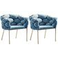 Sloped Arms Lounge Chair Basic Four Legs Chair for Living Room Flannel Blue 2 Piece Set Clearhalo 'Accent Chairs' 'accent_chairs' 'Chairs & Seating' 'furn' 'furn_accent_chairs' 'Furniture' 'Living Room Furniture' 6435590