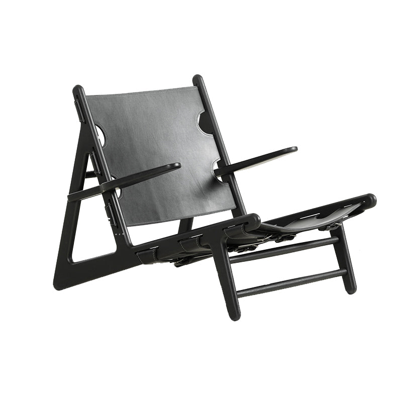 Reclining Lounge Chair Solid Wood Frame Chair for Living Room Black Leather 1 Piece Clearhalo 'Accent Chairs' 'accent_chairs' 'Chairs & Seating' 'furn' 'furn_accent_chairs' 'Furniture' 'Living Room Furniture' 6435625