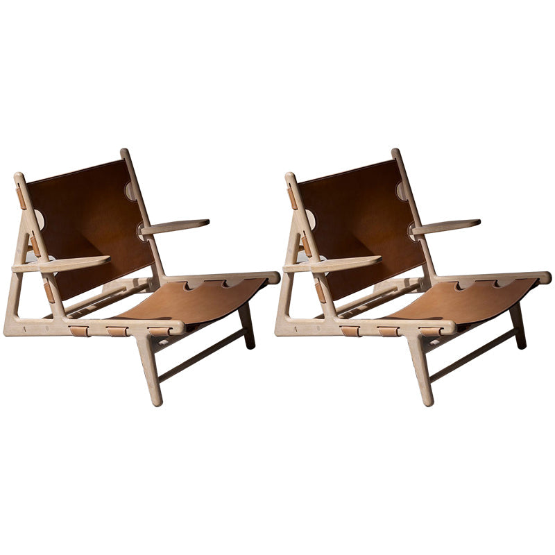 Reclining Lounge Chair Solid Wood Frame Chair for Living Room Brown Leather 2 Piece Set Clearhalo 'Accent Chairs' 'accent_chairs' 'Chairs & Seating' 'furn' 'furn_accent_chairs' 'Furniture' 'Living Room Furniture' 6435628