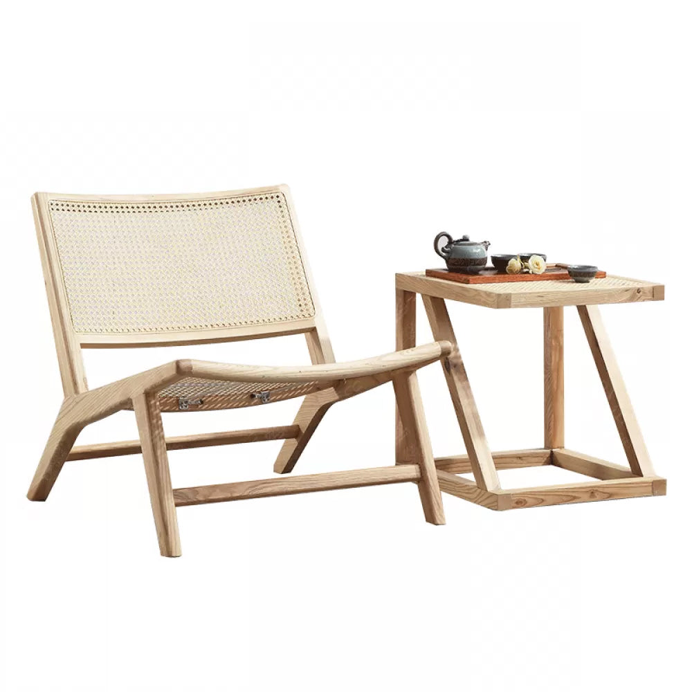 Reclining Lounge Chair Solid Wood Frame Chair for Living Room Light Wood Wicker Rattan 1 Piece Clearhalo 'Accent Chairs' 'accent_chairs' 'Chairs & Seating' 'furn' 'furn_accent_chairs' 'Furniture' 'Living Room Furniture' 6435635