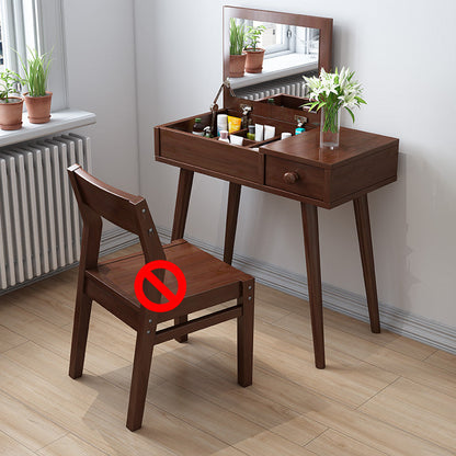 Solid Wood Vanity Dressing Table Scandinavian Flip-Top Mirror Vanity Desk